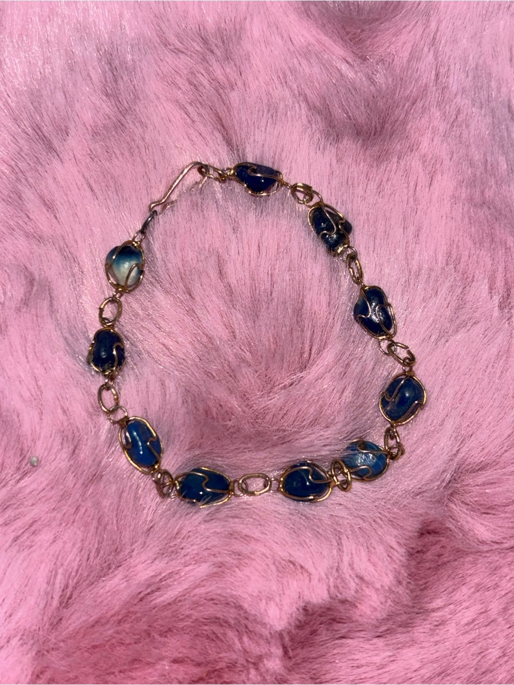 Blue stone beaded bracelet